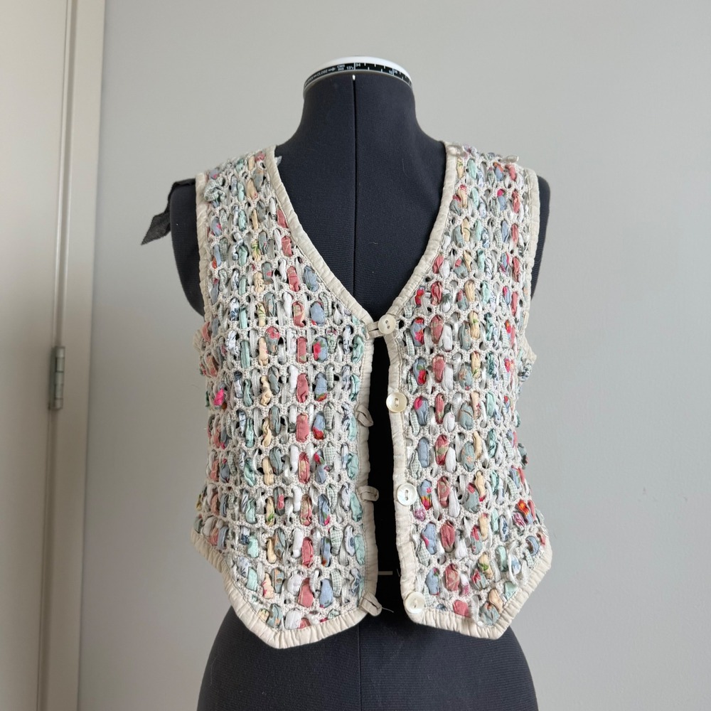 Vintage 90s Textured Woven Coquette Vest